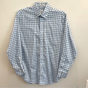 Peter Millar Shirt Men’s M Blue Checked Long Sleeve Button Up Easy Care